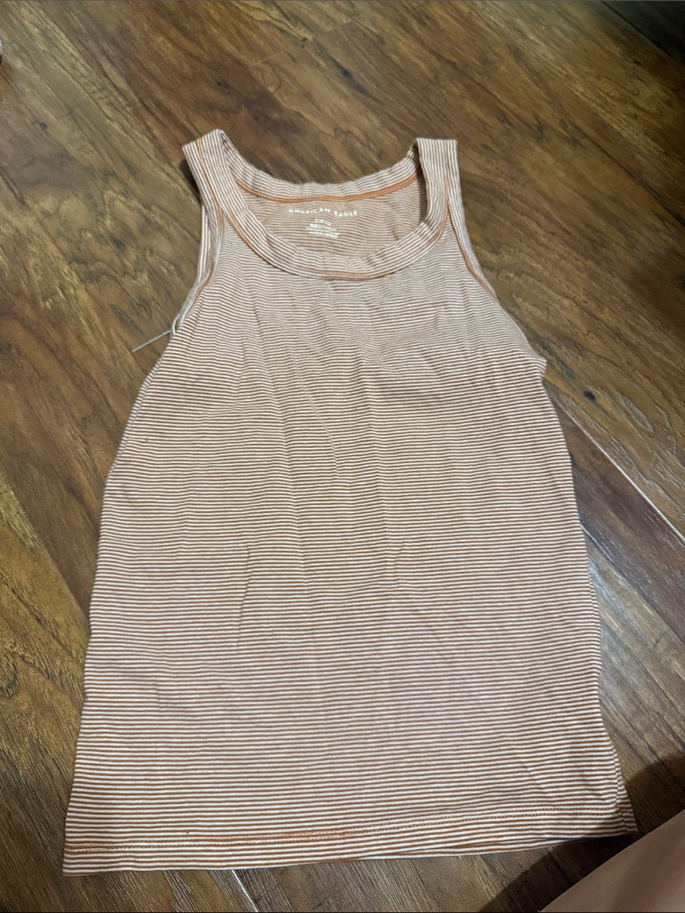 American Eagle Outfitters Cream and Tan Striped Women's Tank Top